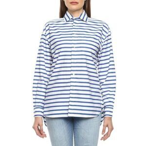 Ralph Lauren Blue and White Striped Button Down Shirt